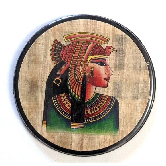 Box Of 6 VTG Papyrus Coaster Egyptian 4 In. Water Heat Resistant Lined Unused - Picture 5 of 10